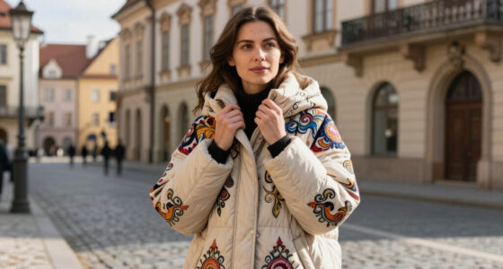 Women Sport Puffer Coats in Bold Baroque Portraits by Nieves González