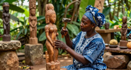 Yoruba Goddess Honored with Divine Sculptures in Ọṣun-Òṣogbo Grove