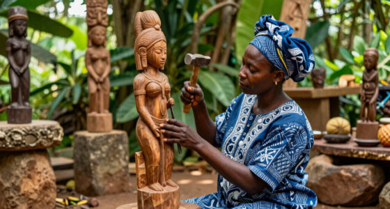 Yoruba Goddess Honored with Divine Sculptures in Ọṣun-Òṣogbo Grove