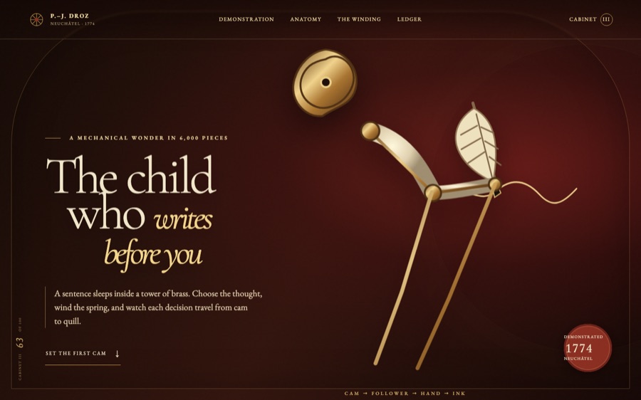 The Writing Automaton — Cabinet No. 3 — Procedural SVG & Inverse Kinematics (FABLE/175, room 63)