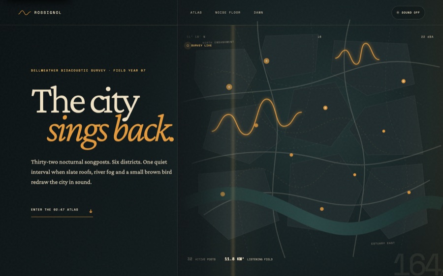 Rossignol — A Nocturnal Song-Map of Bellweather — Song-shaped SVG cartography