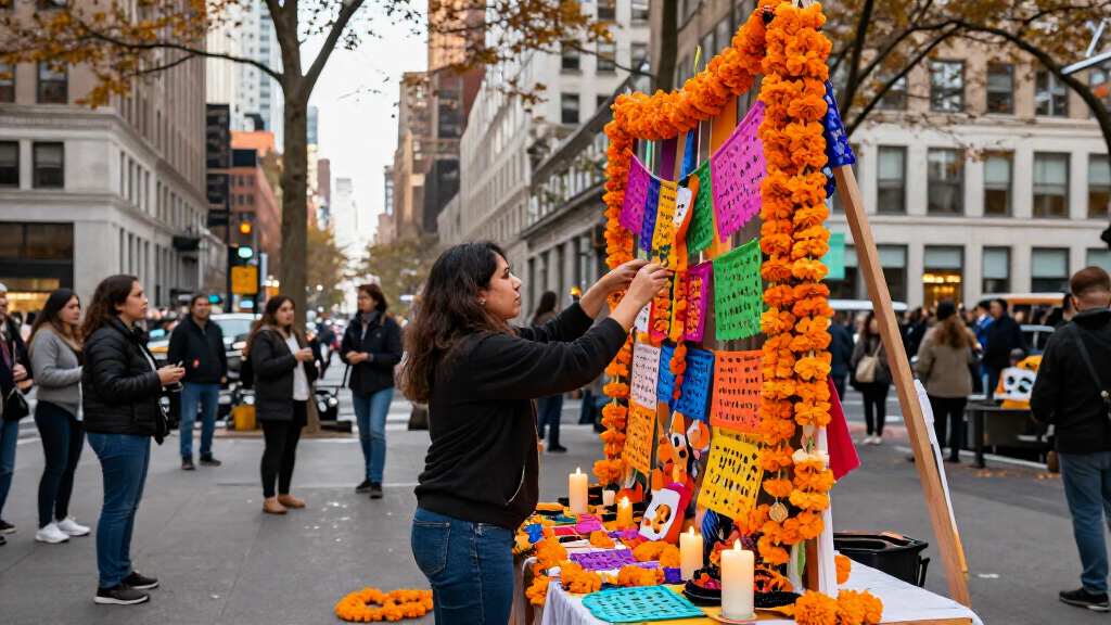Giant Ofrenda Arrives In Manhattan Ahead Of Día De Muertos