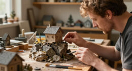 Precarious Dwellings Perch Atop Rocks In Simon Laveuve’s 1/35-Scale Miniatures