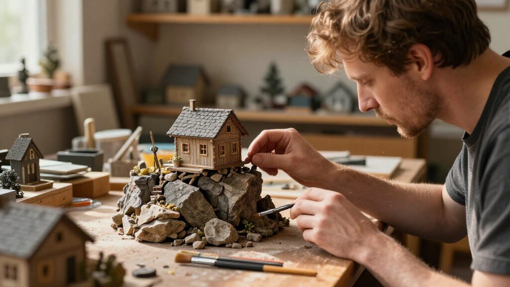Precarious Dwellings Perch Atop Rocks In Simon Laveuve’s 1/35-Scale Miniatures