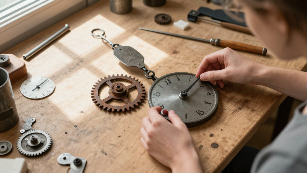 Show HN: Glashütte Trash Clock – A 30-Minute Pendulum Clock Made From Trash